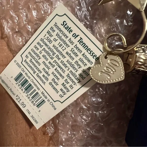 Old World Christmas Tennessee Glass Ornament - Picture 4 of 4